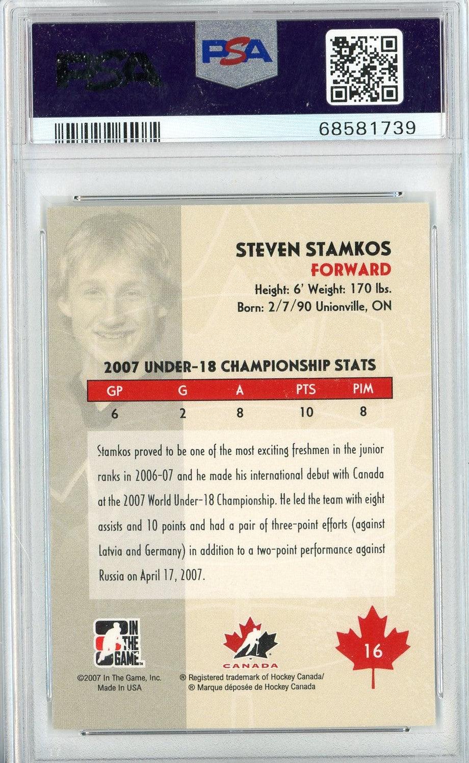 Graded 2007 In The Game Steven Stamkos #16 O Canada Rookie RC Hockey Card PSA 10 Gem Mint