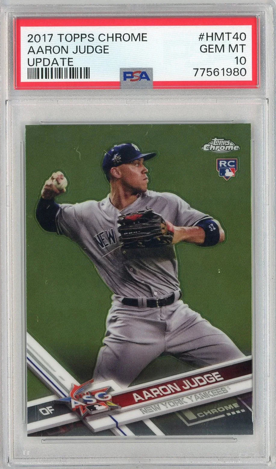 Graded 2017 Topps Chrome Aaron Judge #HMT40 Update Rookie RC Baseball Card PSA 10 Gem Mint