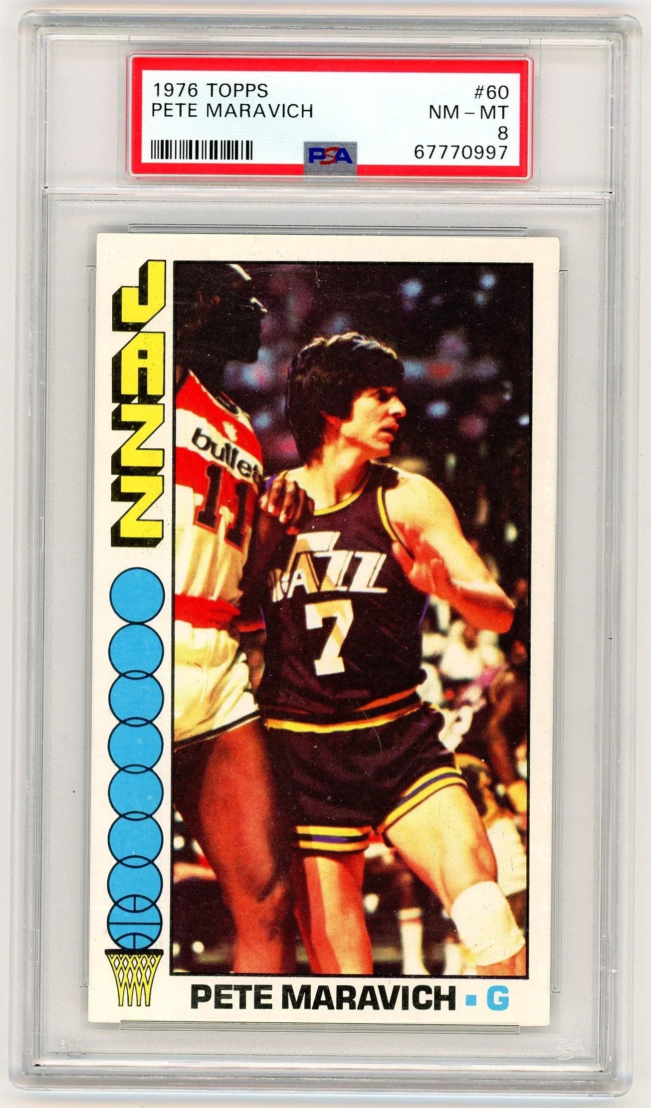 Graded 1976 Topps Pistol Pete Maravich #60 Basketball Card PSA 8 NM-MT