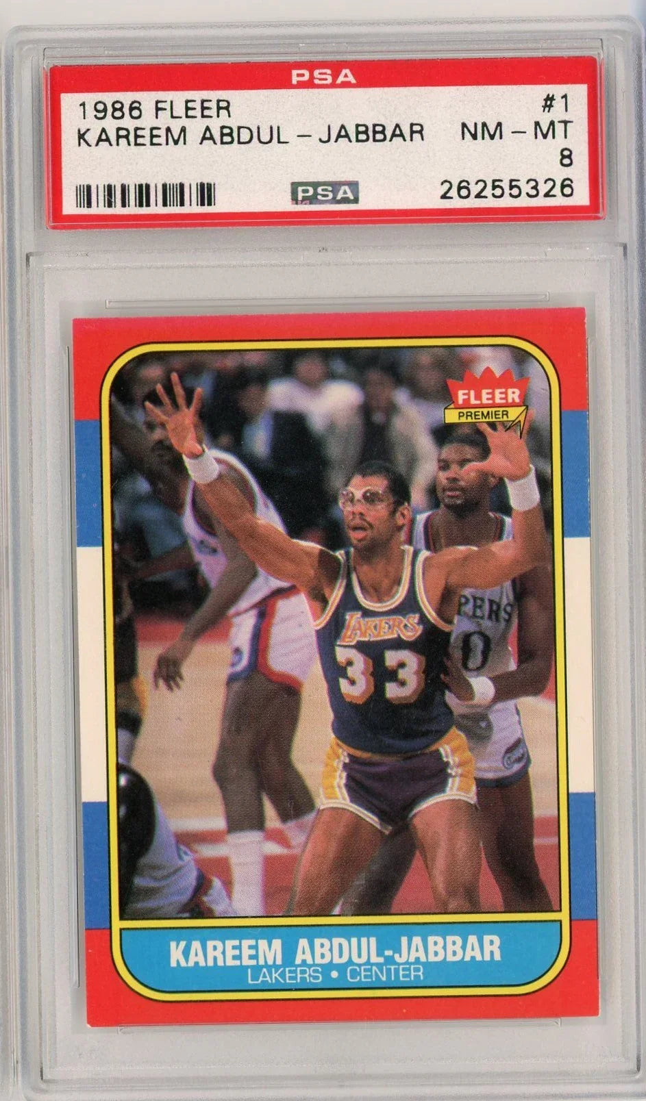 Graded 1986 Fleer Kareem Abdul-Jabbar #1 Basketball Card PSA 8 NM-MT