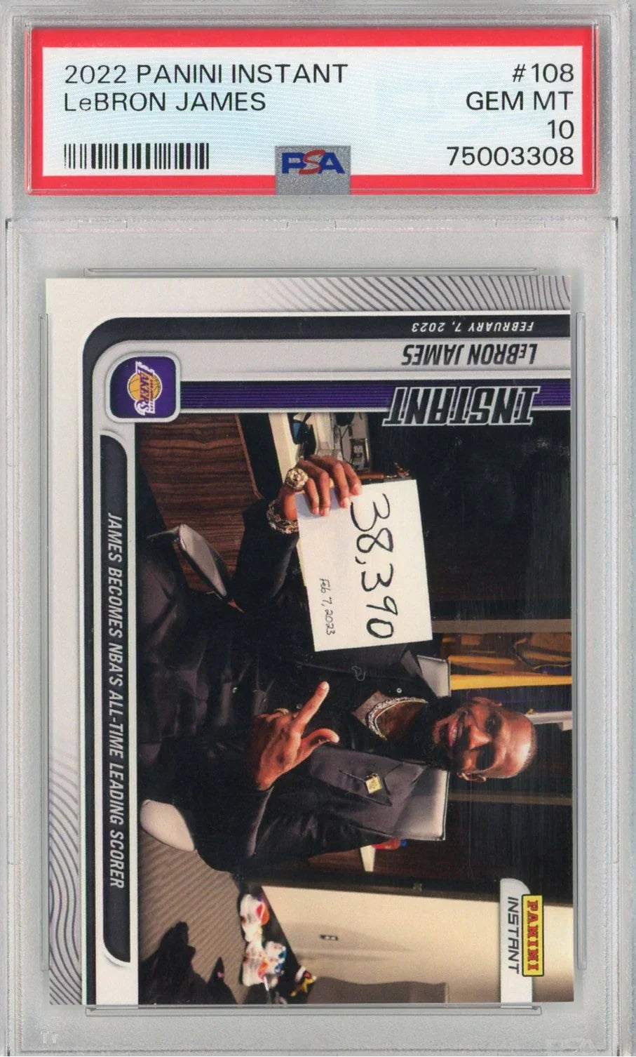 Graded 2022 Panini Instant LeBron James #108 Basketball Card PSA 10 Gem Mint