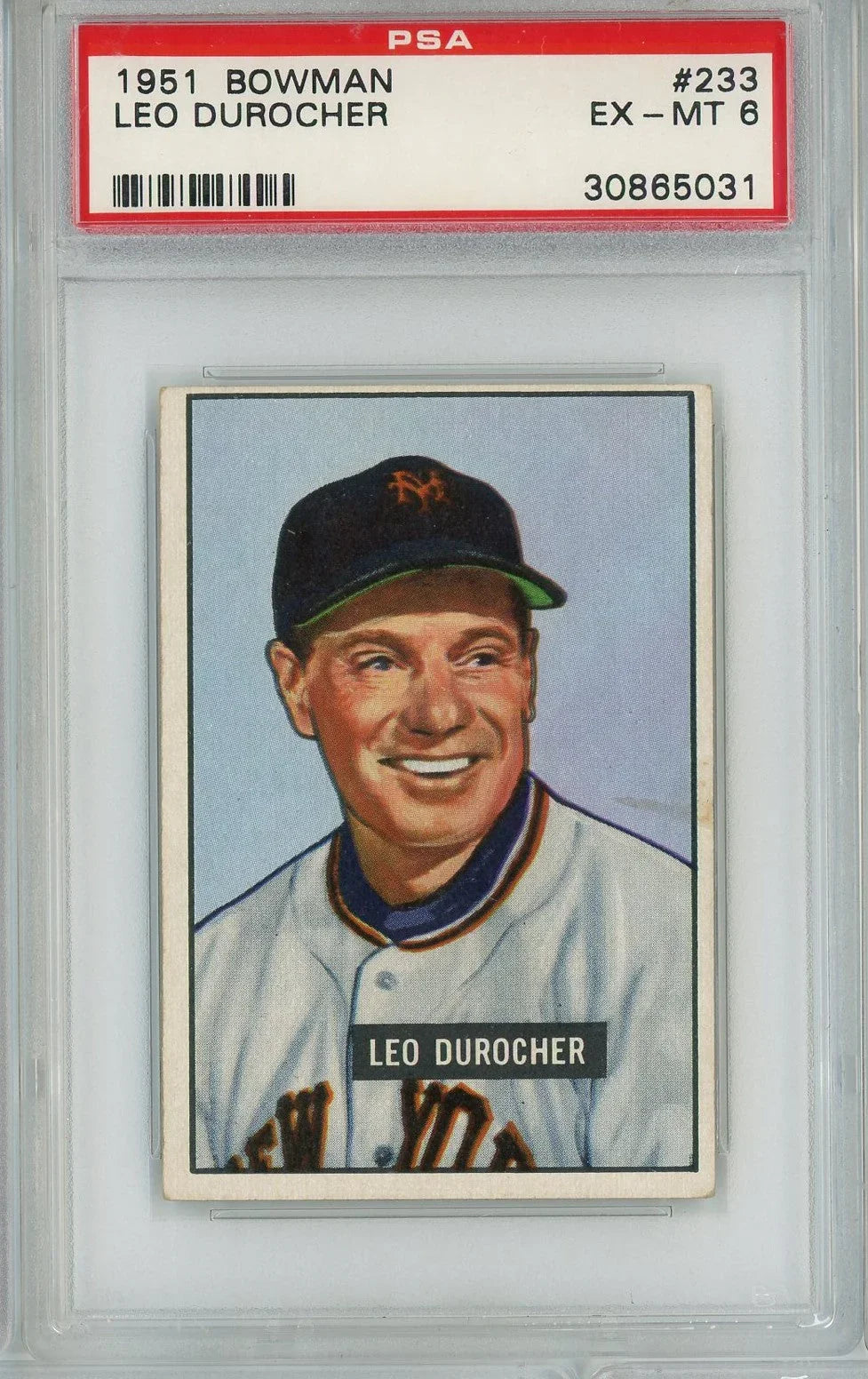 Graded 1951 Bowman Leo Durocher #233 Baseball Card PSA 6 EX-MT