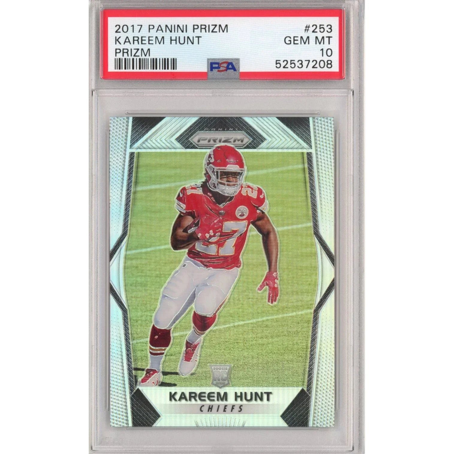Graded 2017 Panini Prizm Kareem Hunt #253 Prizm Rookie RC Football Card PSA 10 Gem Mint