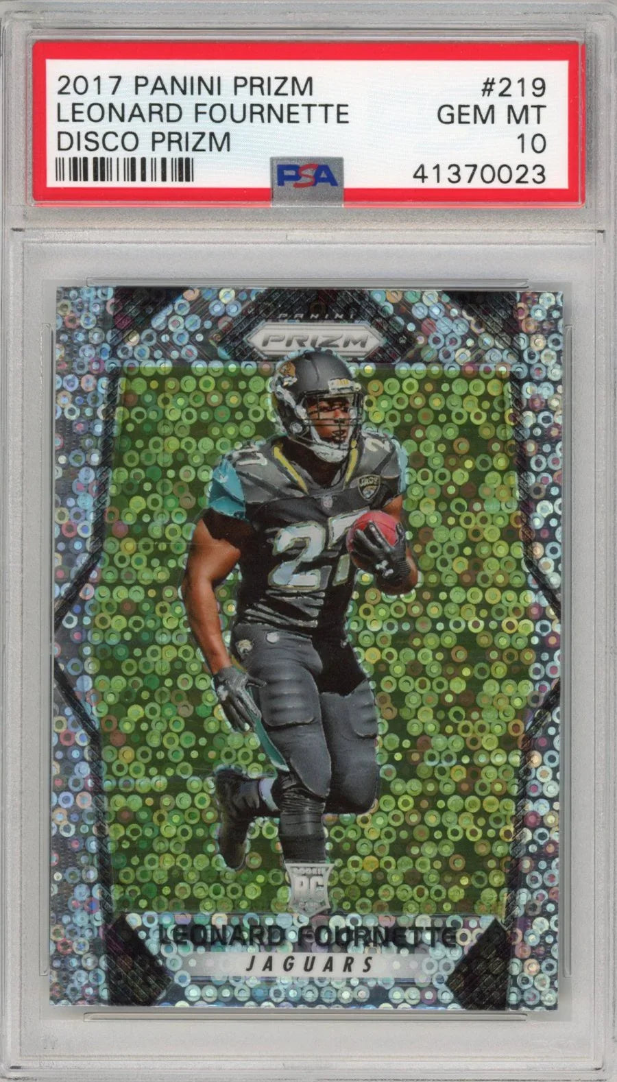 Graded 2017 Panini Prizm Leonard Fournette #219 Disco Rookie RC Football Card PSA 10 Gem Mint