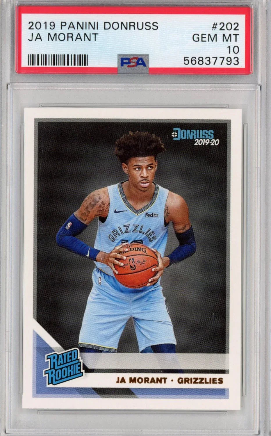 Graded 2019-20 Panini Donruss Ja Morant #202 Rated Rookie RC Basketball Card PSA 10 Gem Mint