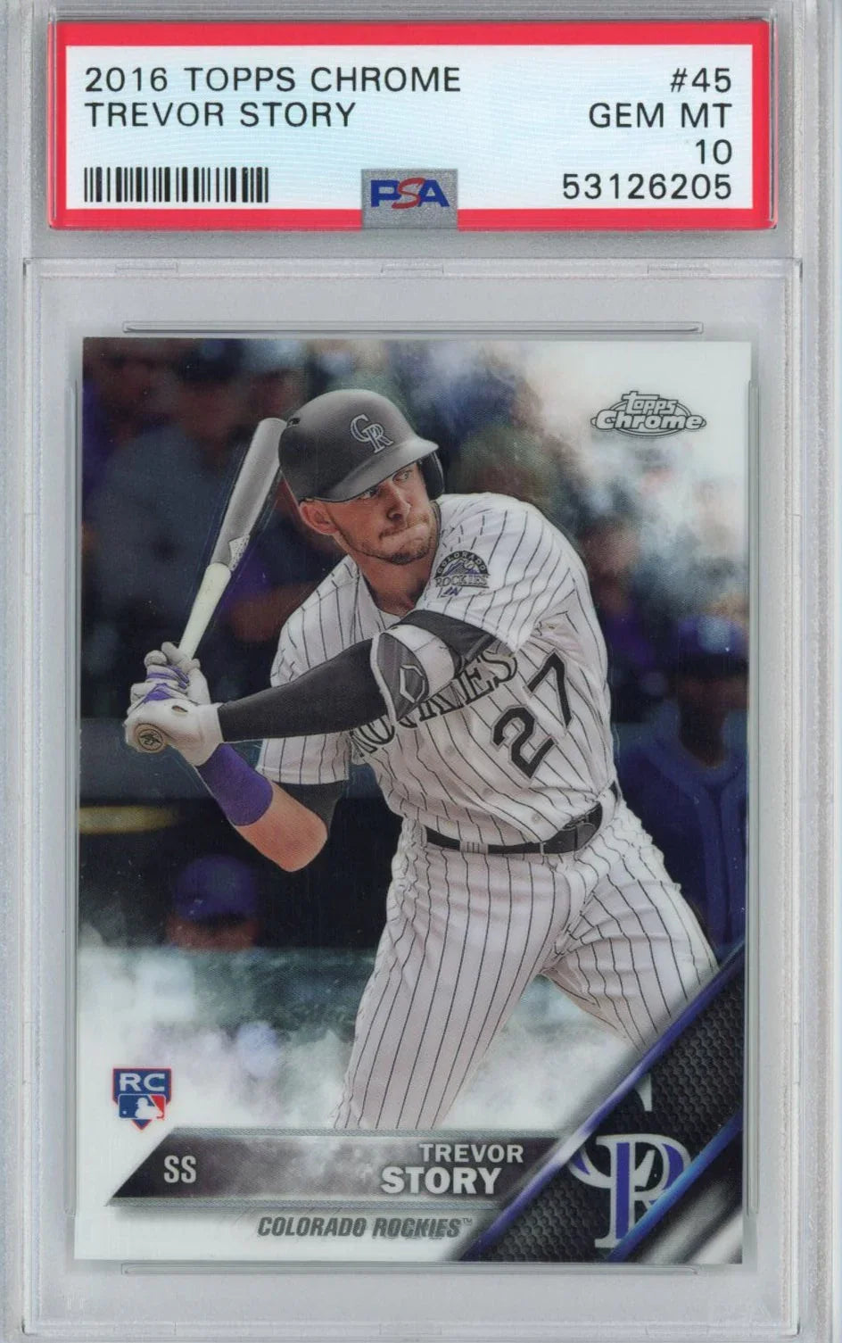 Graded 2016 Topps Chrome Trevor Story #45 Rookie RC Baseball Card PSA 10 Gem Mint