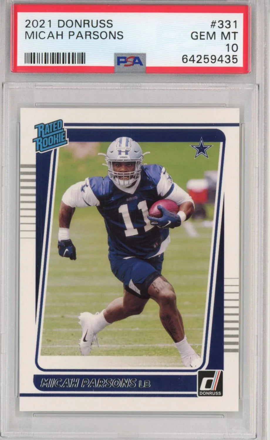 Graded 2021 Panini Donruss Micah Parsons #331 Rated Rookie RC Football Card PSA 10 Gem Mint