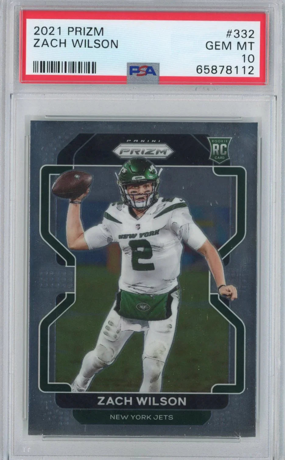 Graded 2021 Panini Prizm Zach Wilson #332 Rookie RC Football Card PSA 10 Gem Mint