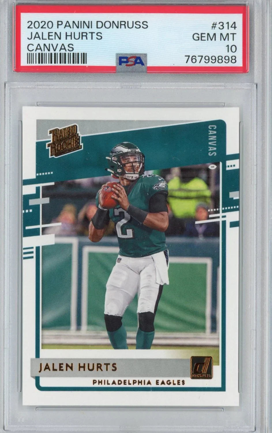 Graded 2020 Panini Donruss Jalen Hurts #314 Canvas Rookie RC Football Card PSA 10 Gem Mint