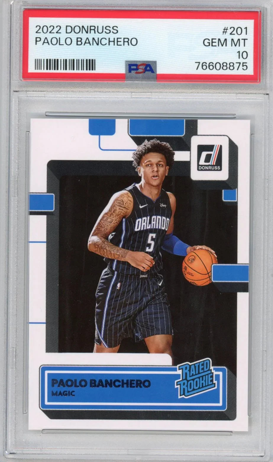 Graded 2022-23 Panini Donruss Paolo Banchero #201 Rookie RC Basketball Card PSA 10 Gem Mint