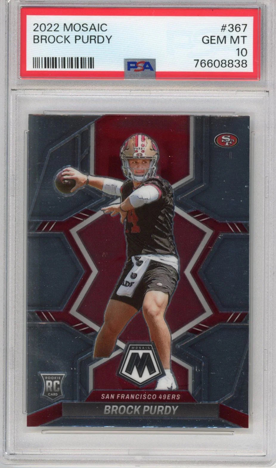 Graded 2022 Panini Mosaic Brock Purdy #367 Rookie RC Football Card PSA 10 Gem Mint