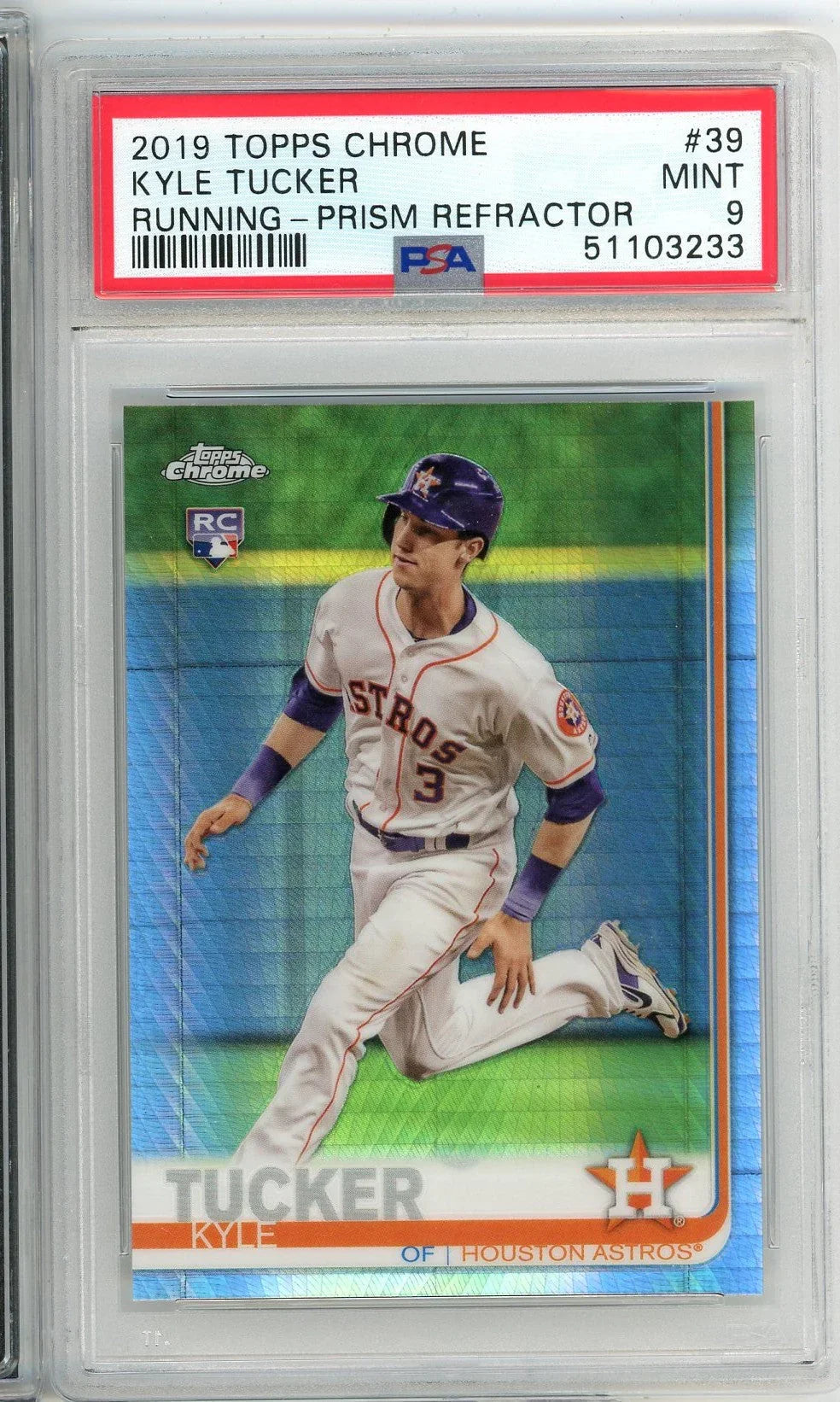 Graded 2019 Topps Chrome Kyle Tucker #39 Running Prism Refractor Rookie RC Baseball Card PSA 9 Mint