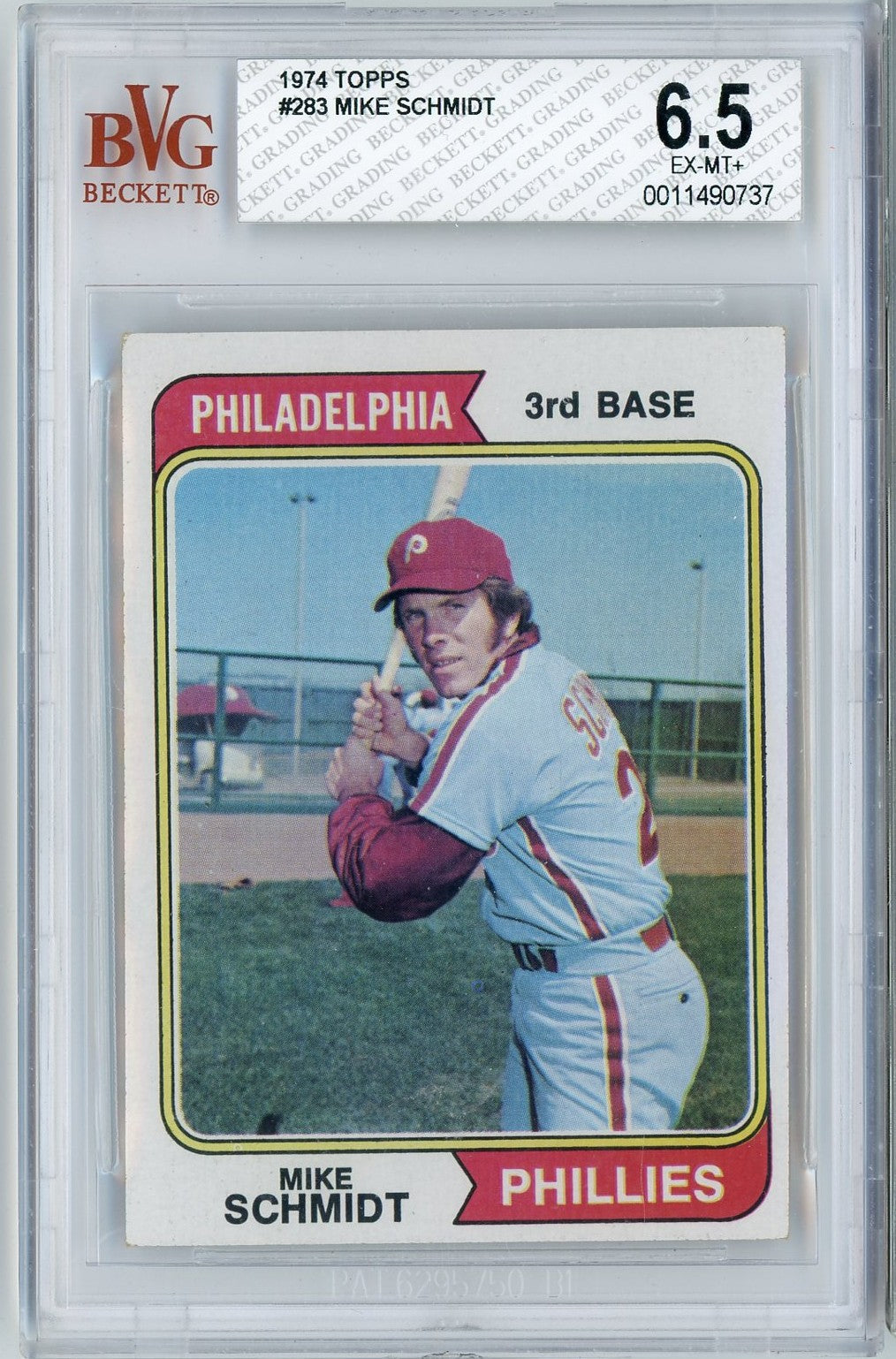 Graded 1974 Topps Mike Schmidt #283 2nd Year Baseball Card BGS 6.5 EX-MT+
