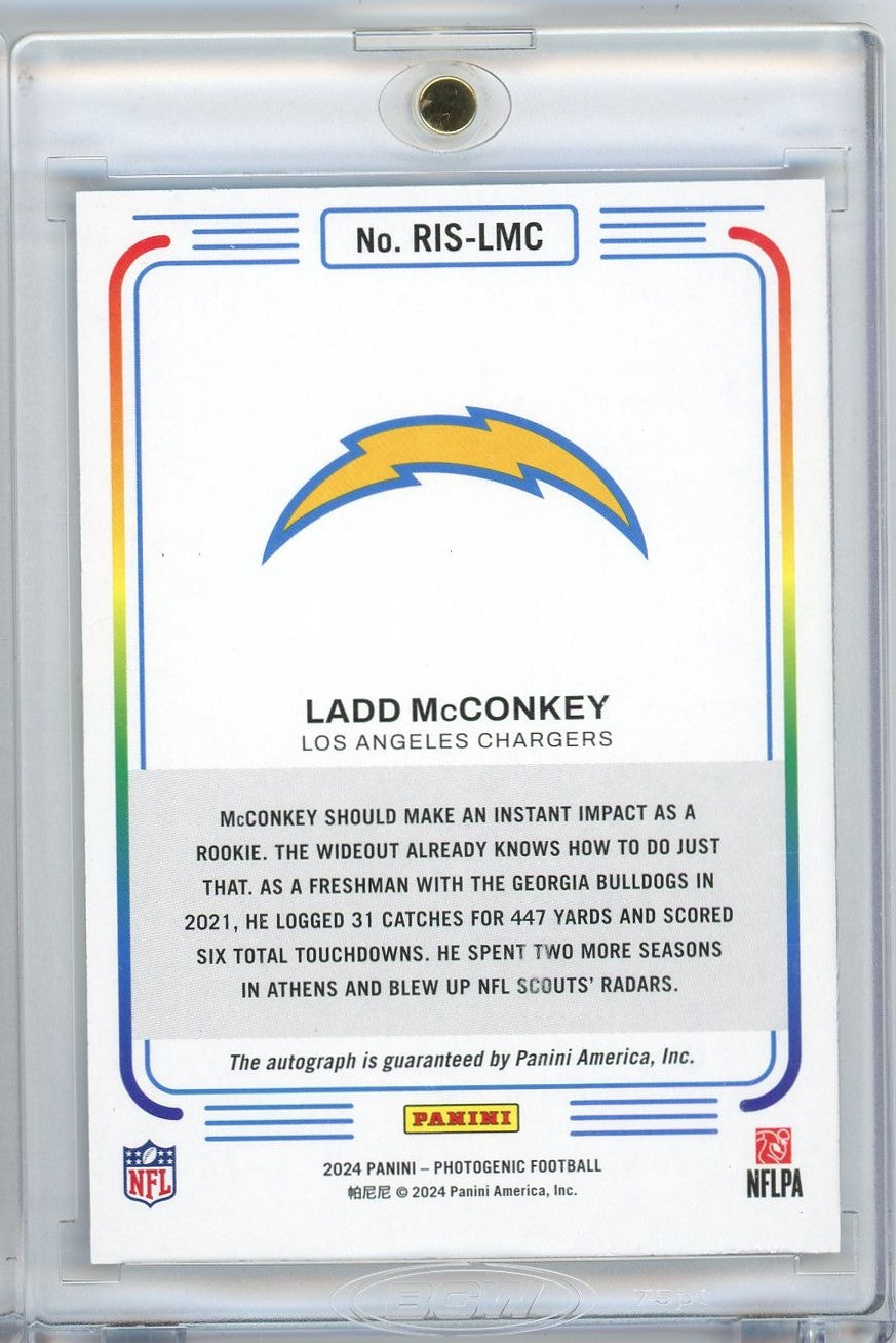 2024 Panini Photogenic Ladd McConkey #RIS-LMC Autograph Rookie RC Football Card