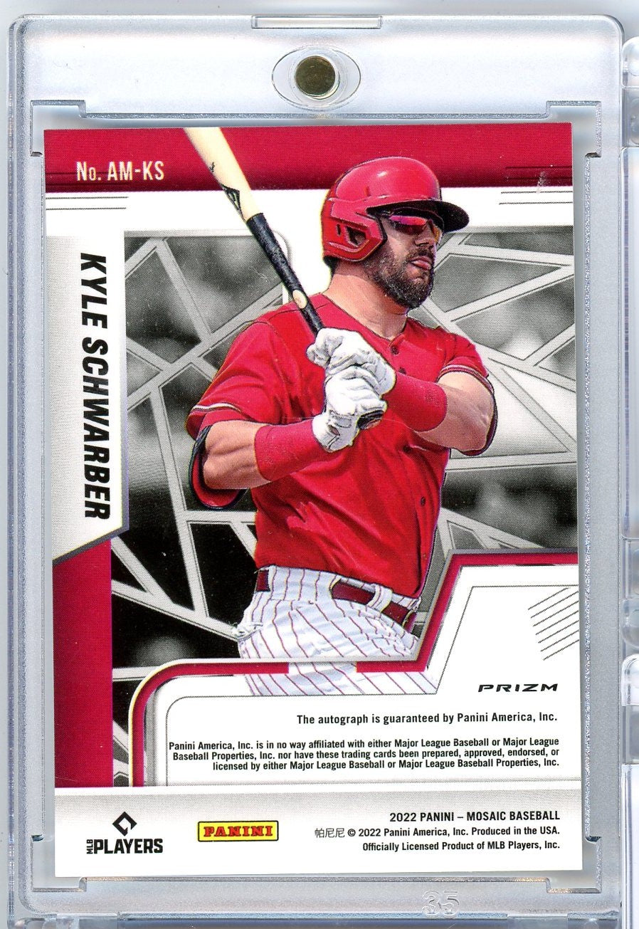 2022 Panini Mosaic Silver Prizm Kyle Schwarber #AM-KS Auto Philadelphia Phillies Baseball Card