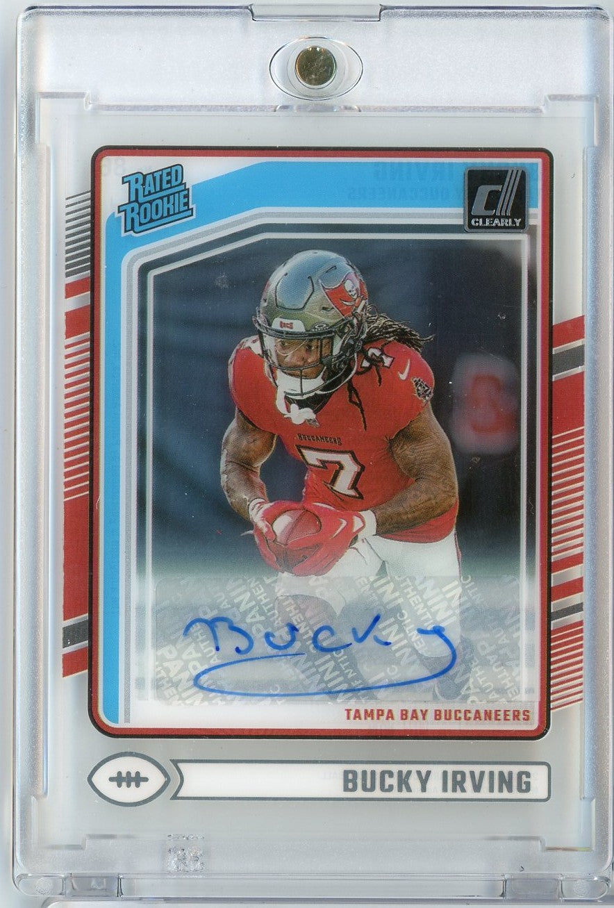 2024 Panini Clearly Donruss Bucky Irving #86 Autograph Rookie RC Football Card