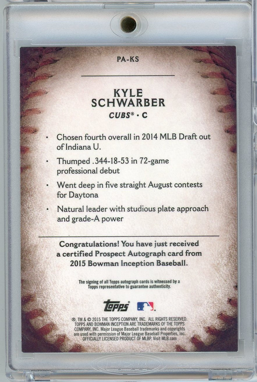 2015 Bowman Inception Kyle Schwarber #PA-KS /150 Auto Rookie RC Baseball Card