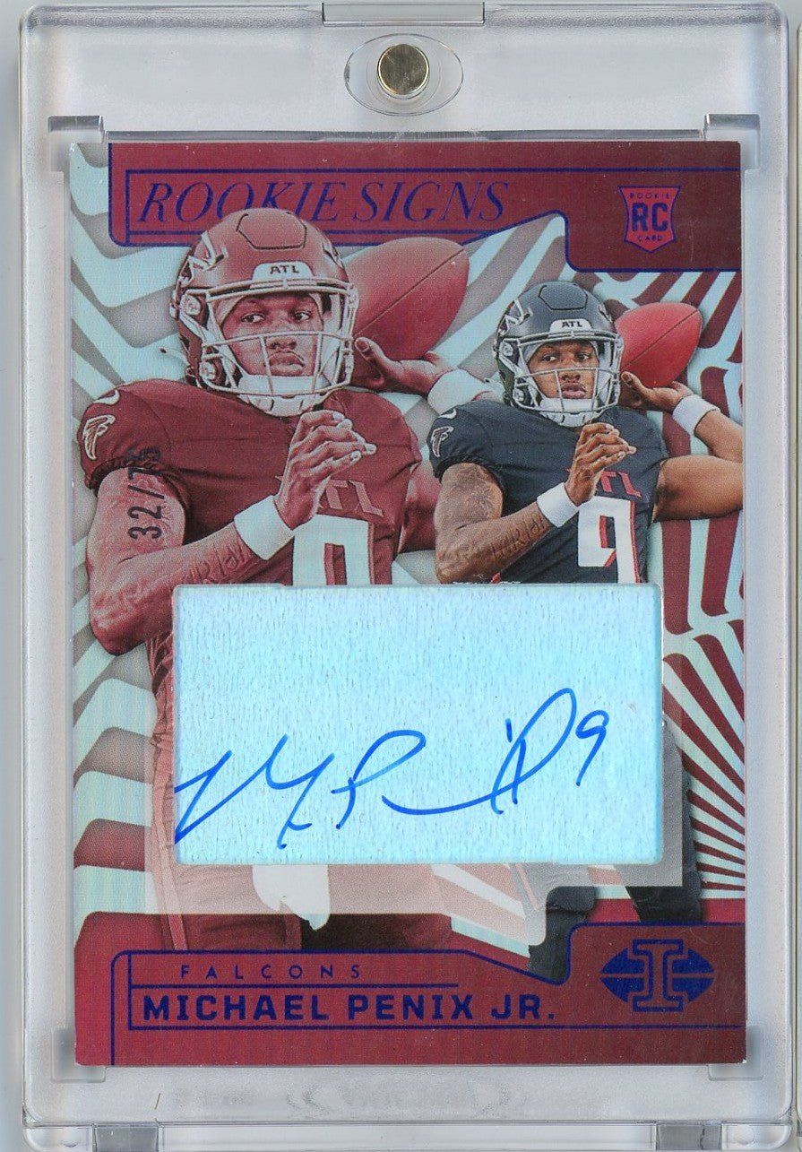 2024 Panini Illusions Michael Penix Jr #RSMPJ /75 Rookie Signs Auto Atlanta Falcons Rookie RC Football Card