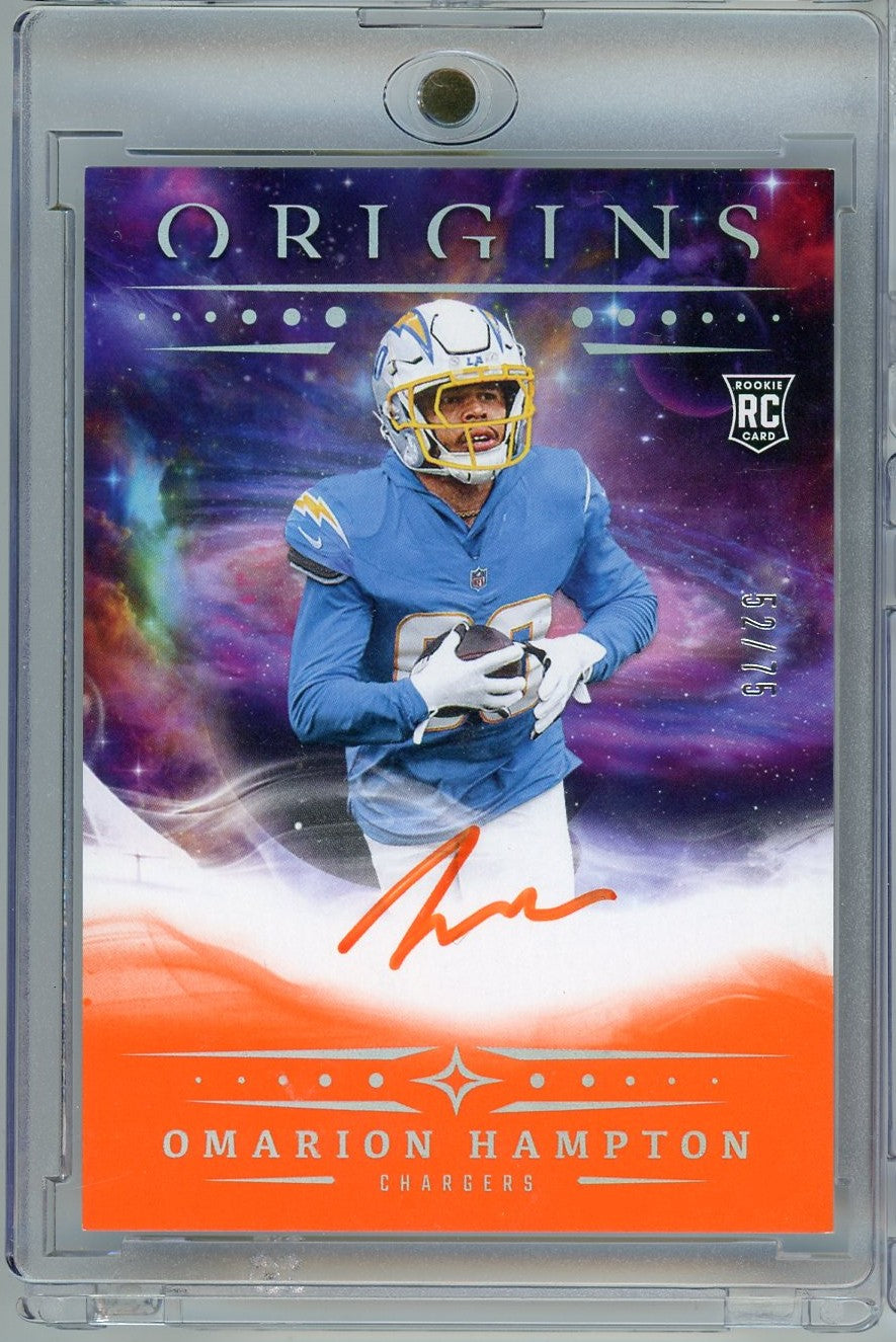 2025 Panini Origins Omarion Hampton #RAOHA /75 Orange Auto Rookie RC Football Card