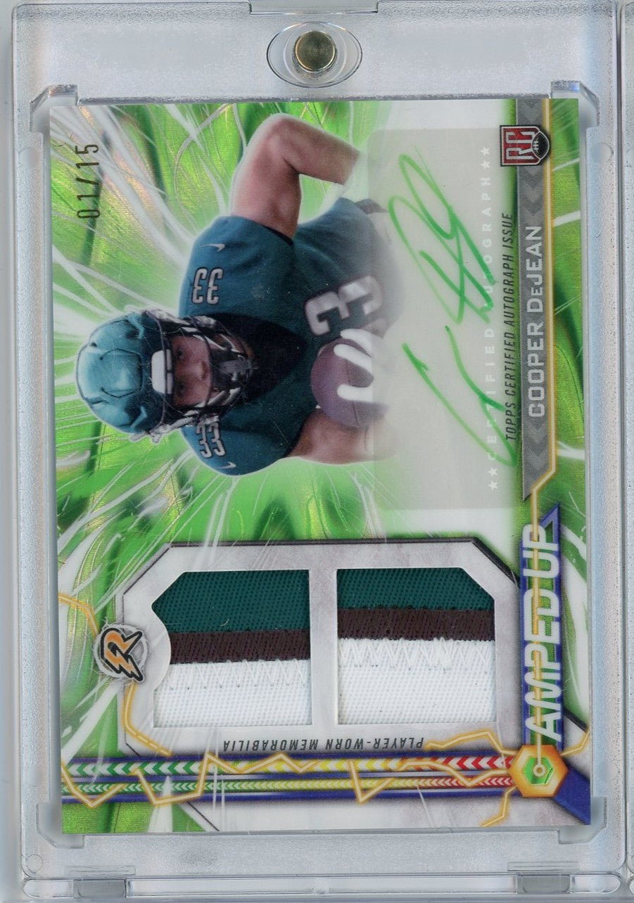 2024 Topps Resurgence Amped Up Green Cooper DeJean #AU-CD 01/15 RPA Auto Rookie RC Football Card