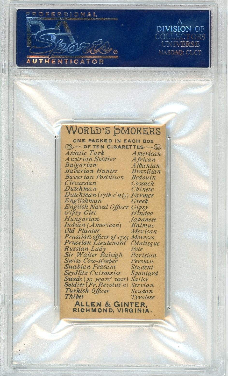 Graded 1888 Allen & Ginter World's Smokers N33 Dutchman Baseball Tobacco Card PSA 6