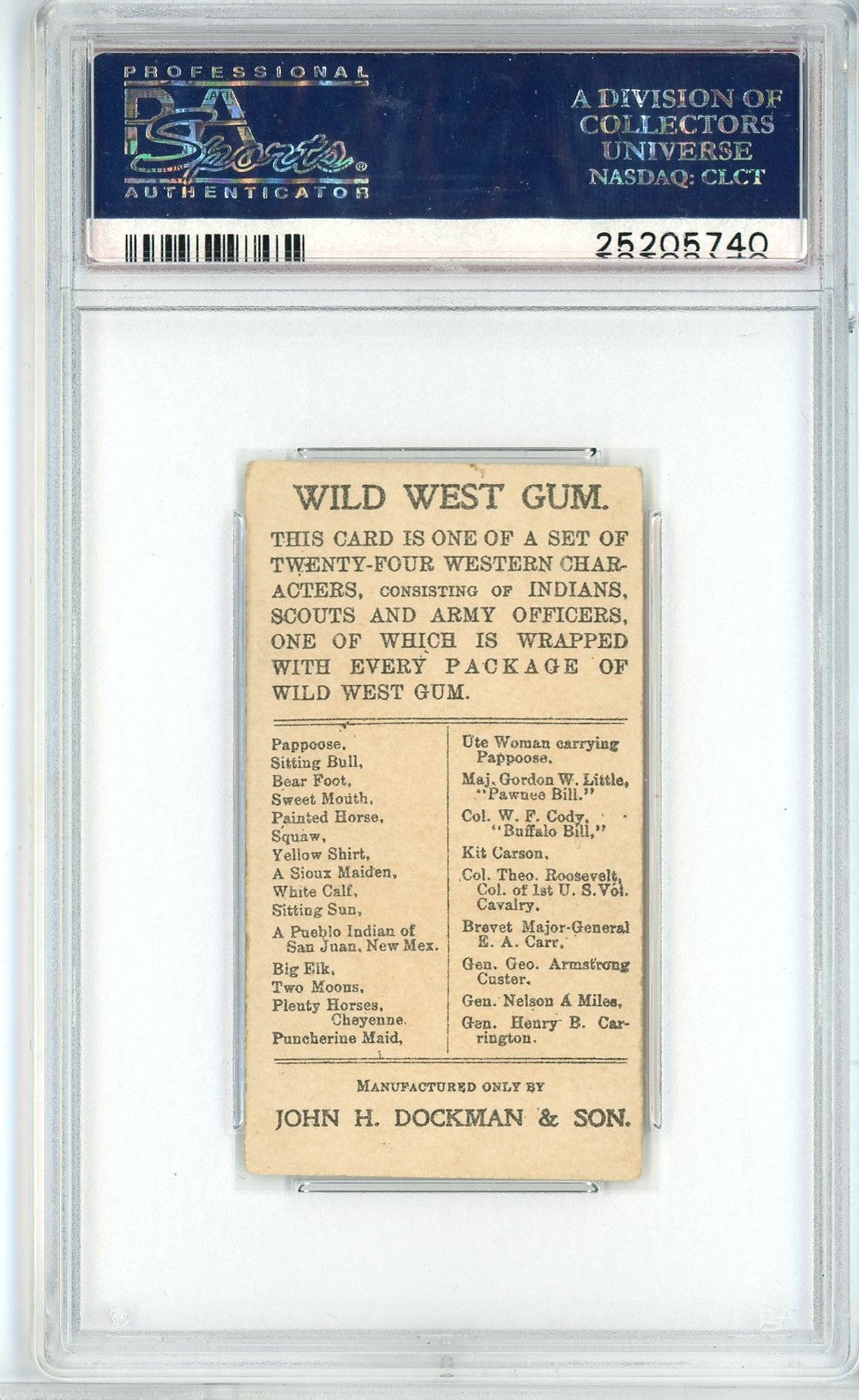 Graded 1910 E50 John H. Dockman Wild West Gum Col. W.F. Cody Buffalo Bill Baseball Tobacco Card PSA 4.5