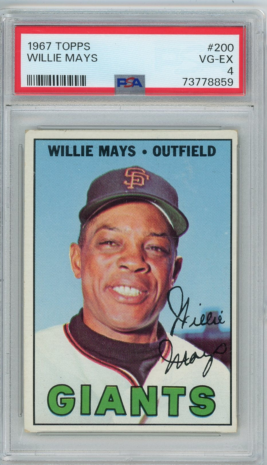 Graded 1967 Topps Willie Mays #200 Baseball Card PSA 4 Very Good-Excellent