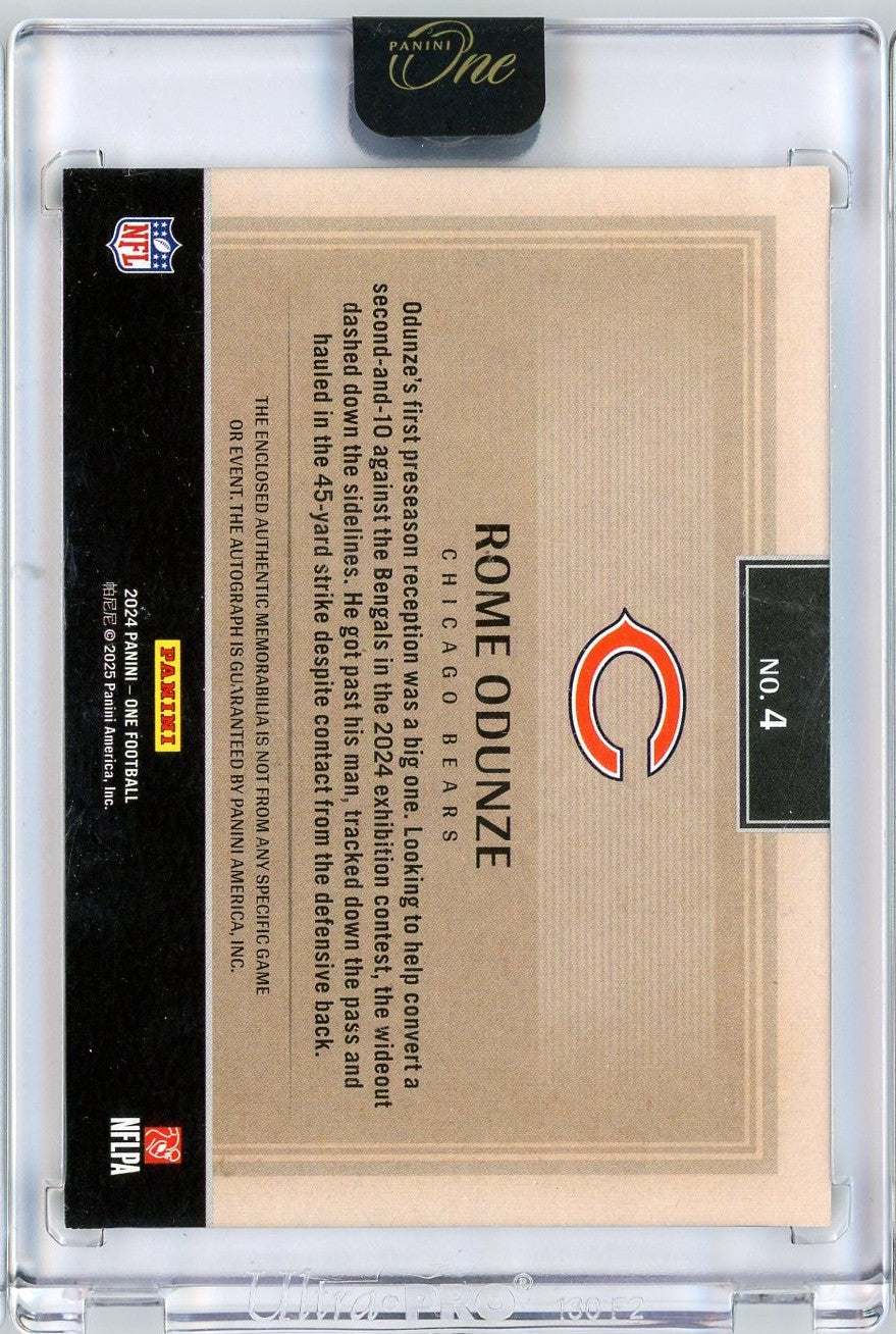 2024 Panini One Rome Odunze #4 /49 Green Rookie Patch Auto Rookie RC Football Card