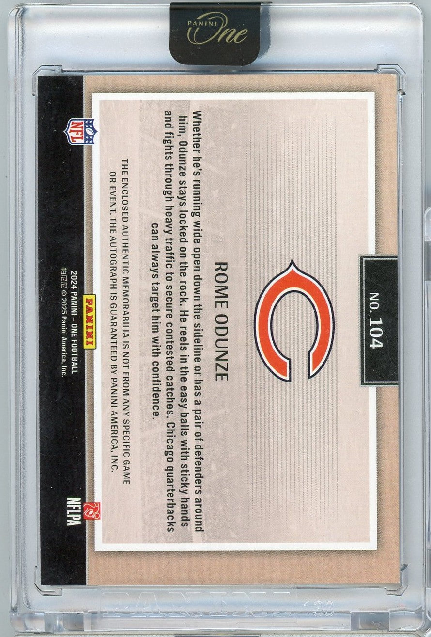 2024 Panini One Rome Odunze #104 /49 Red Rookie Patch Auto Rookie RC Football Card