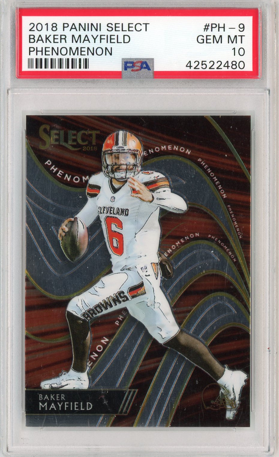 Graded 2018 Panini Select Baker Mayfield #PH9 Phenomenom Rookie RC Football Card PSA 10 Gem Mint