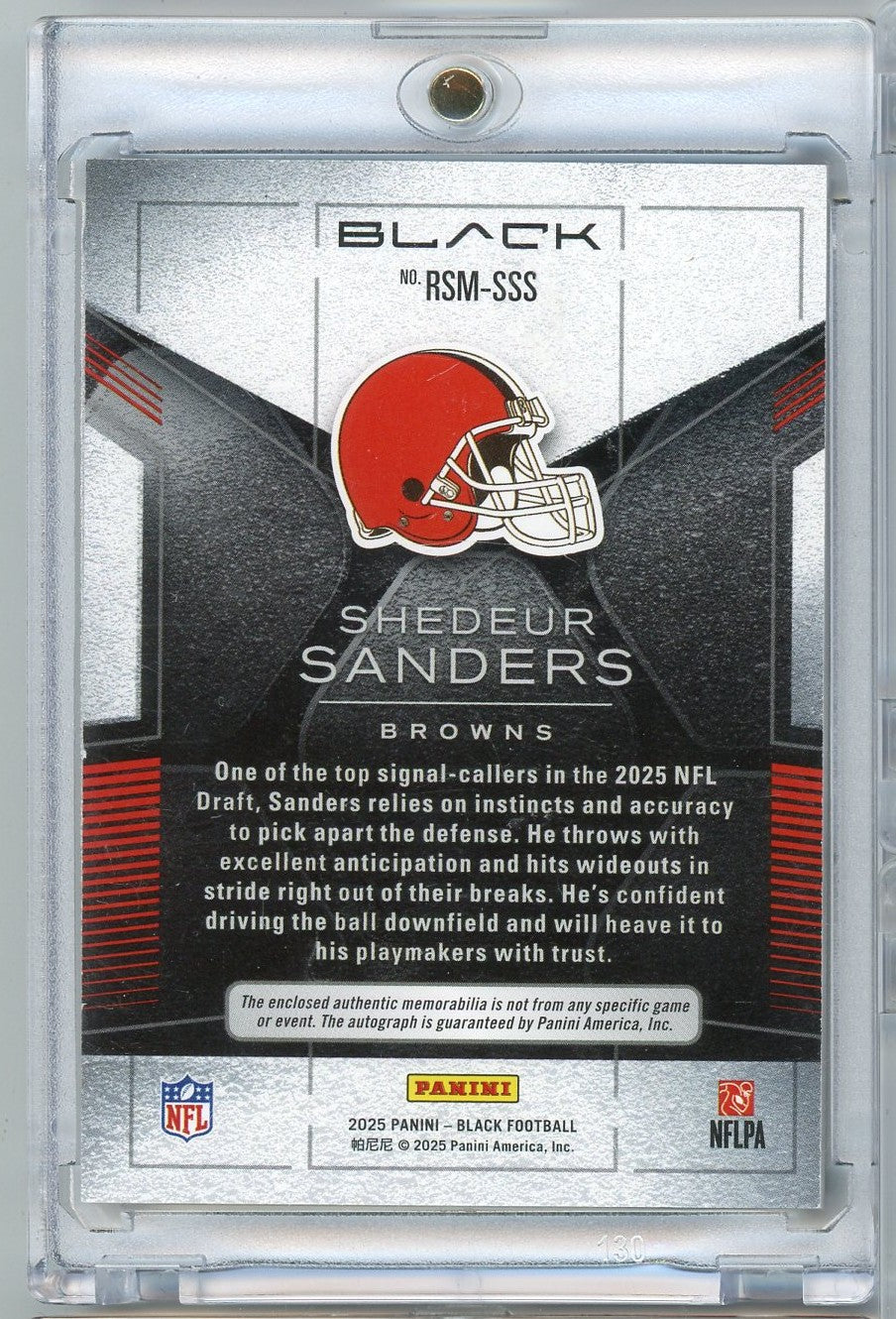 2025 Panini Black Shedeur Sanders #RSMSSS /99 RPA Auto Rookie RC Football Card