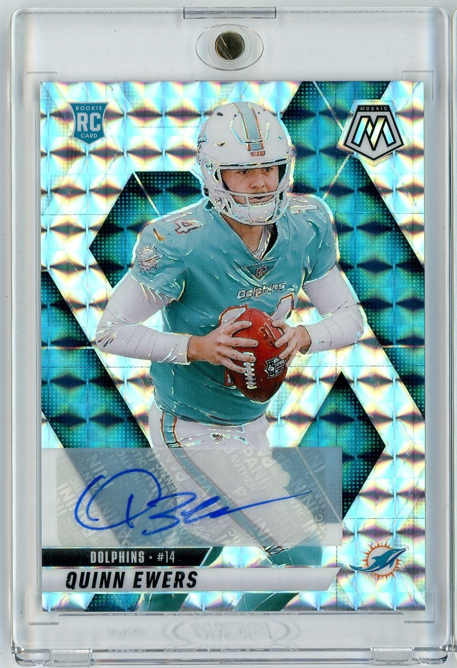 2025 Panini Mosaic Quinn Ewers #308 Sliver Mosaic Auto Rookie RC Football Card