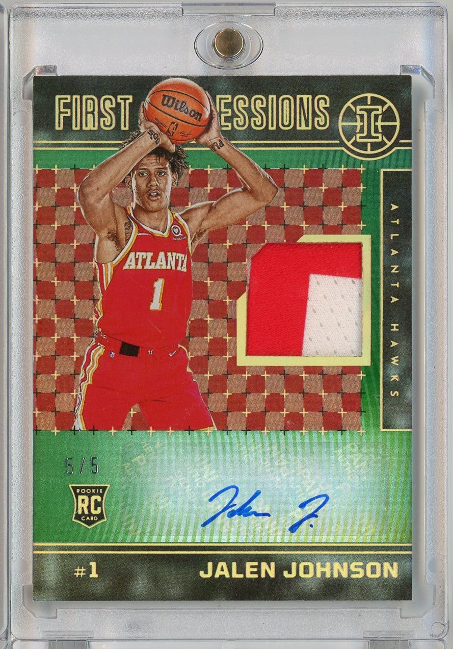 2021 Panini Illusions Jalen Johnson #FIJJLJ 5/5 First Impressions Green RPA Rookie RC Basketball Card