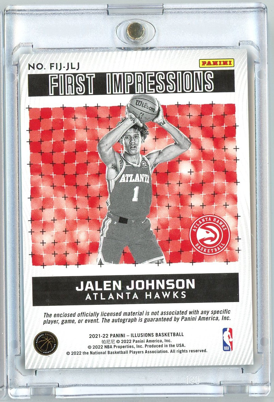 2021 Panini Illusions Jalen Johnson #FIJJLJ 5/5 First Impressions Green RPA Rookie RC Basketball Card
