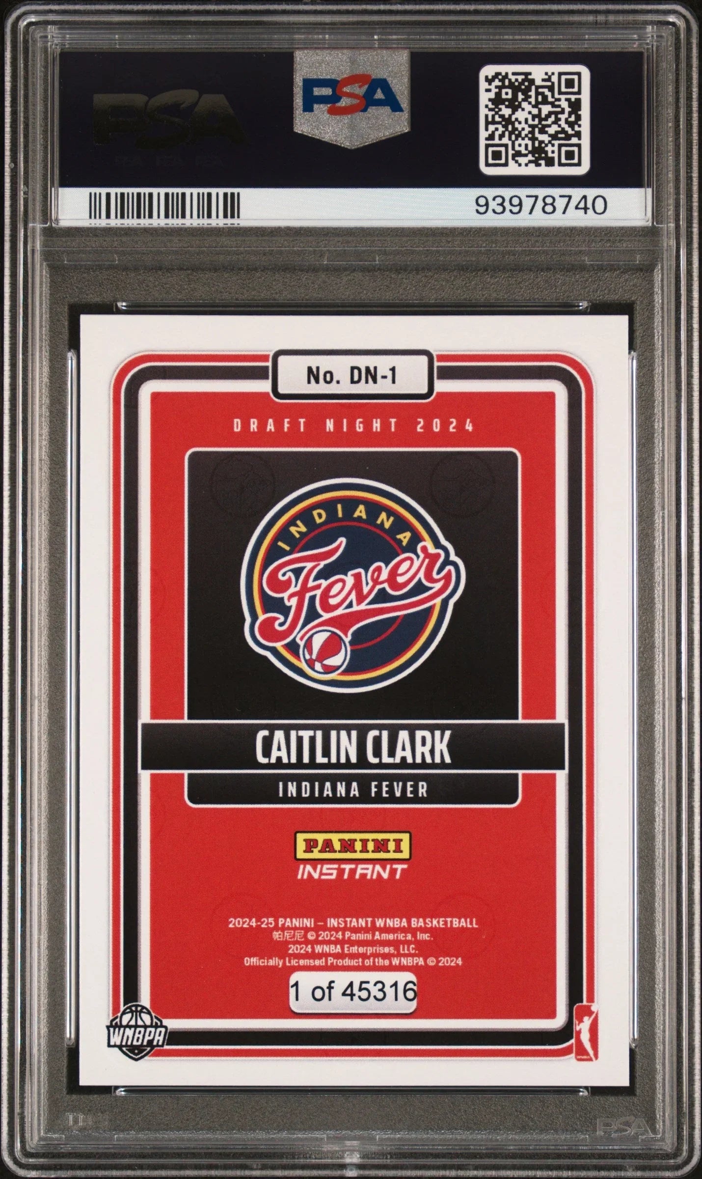 Graded 2024 Panini Instant WNBA Caitlin Clark #DN1 Draft Night Rookie RC Basketball Card PSA 9 Mint