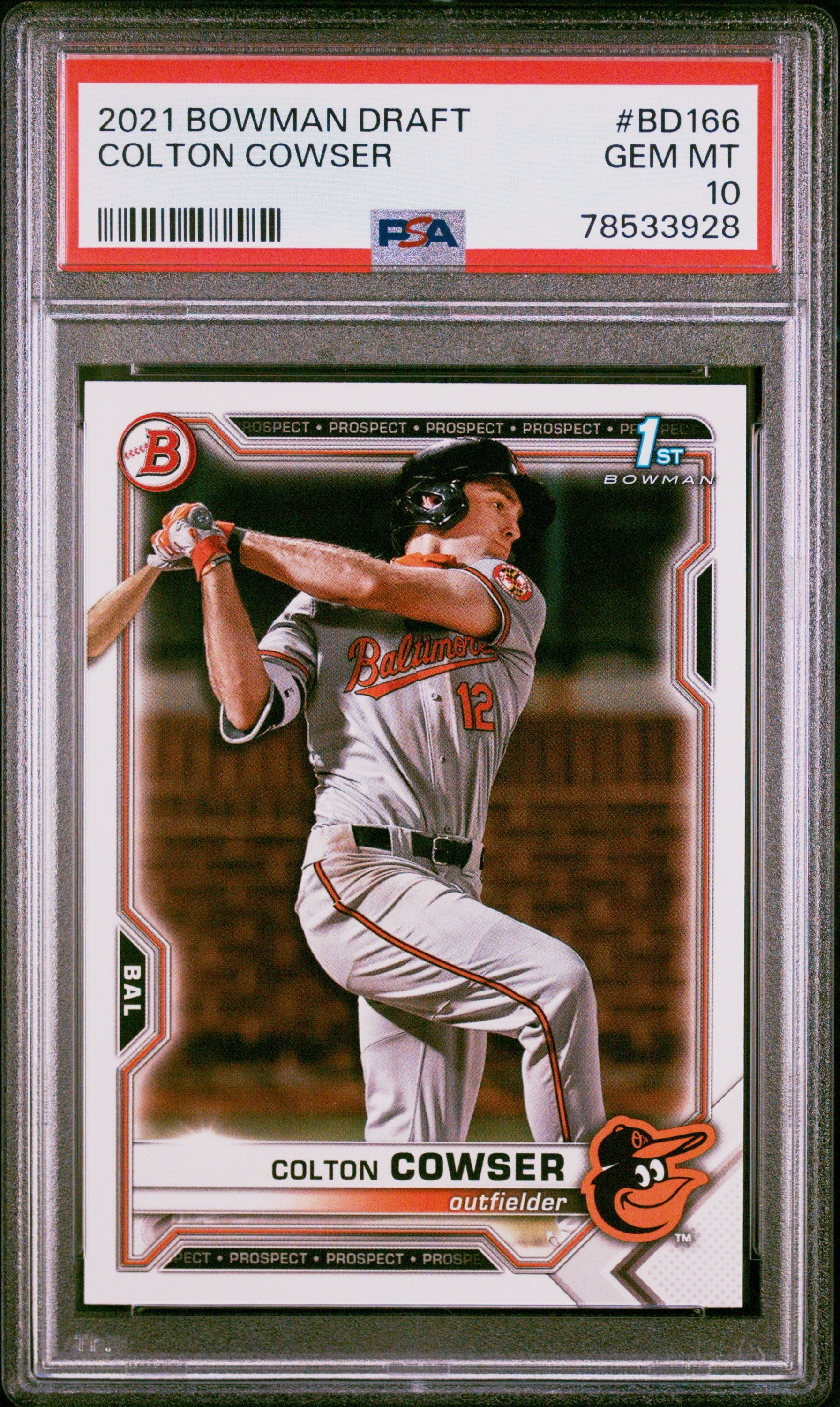Graded 2021 Topps Bowman Draft Colton Cowser #BD166 Rookie RC Baseball Card PSA 10 Gem Mint