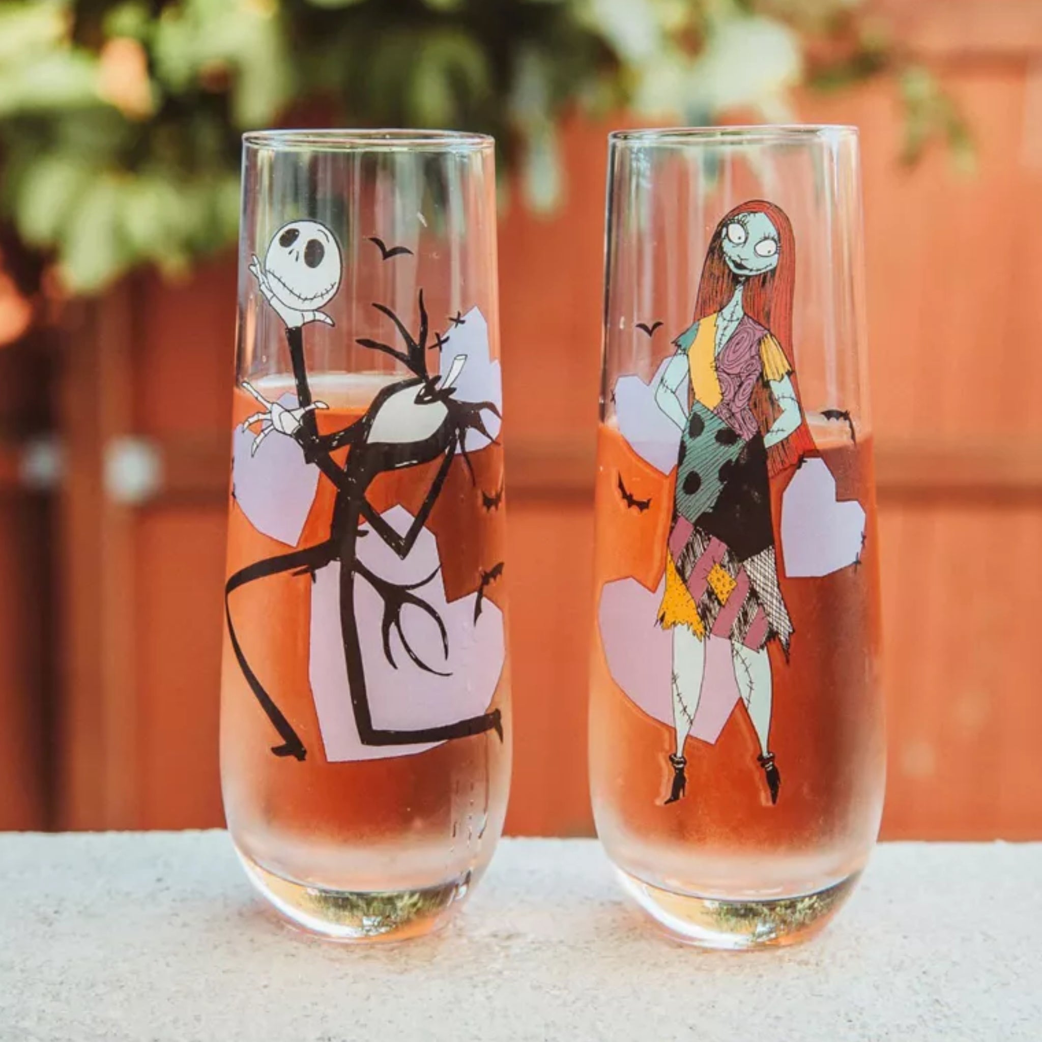 Jack and Sally Nightmare Before Christmas Stemless Wine Glass Set