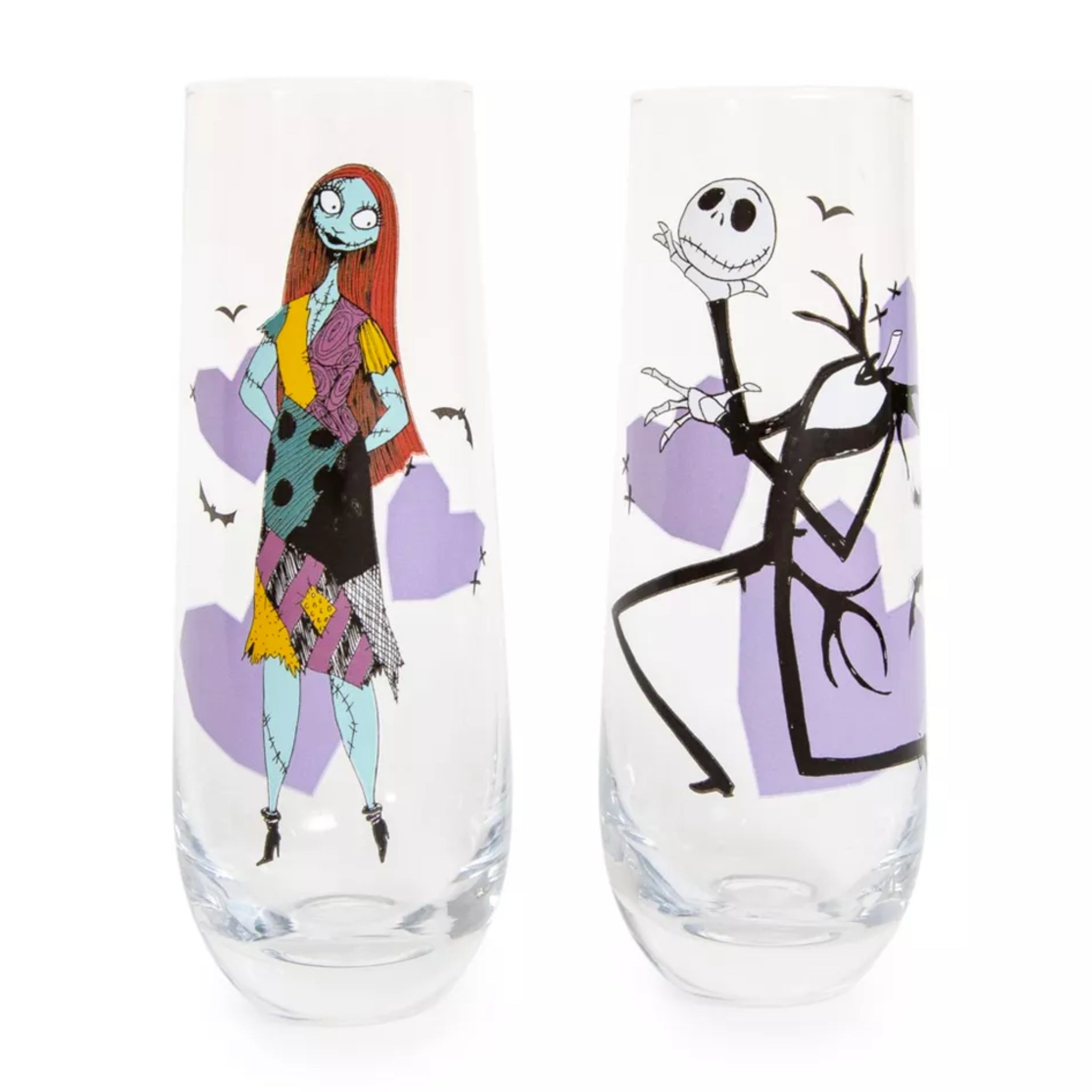 Jack and Sally Nightmare Before Christmas Stemless Wine Glass Set
