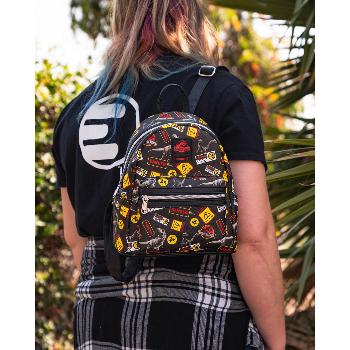 *CLEARANCE* Jurassic Park Warning Signs Mini Backpack by LoungeFly