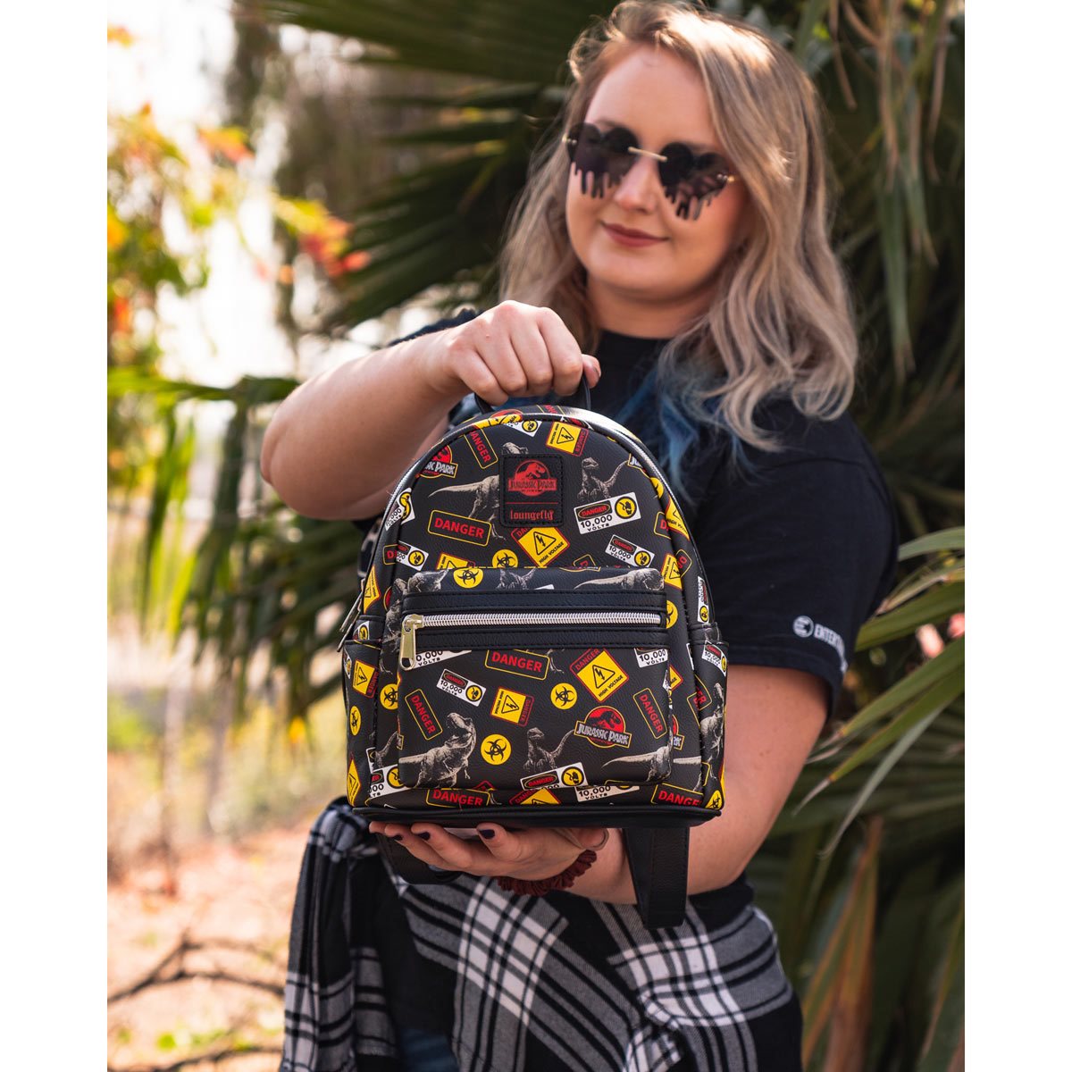 *CLEARANCE* Jurassic Park Warning Signs Mini Backpack by LoungeFly