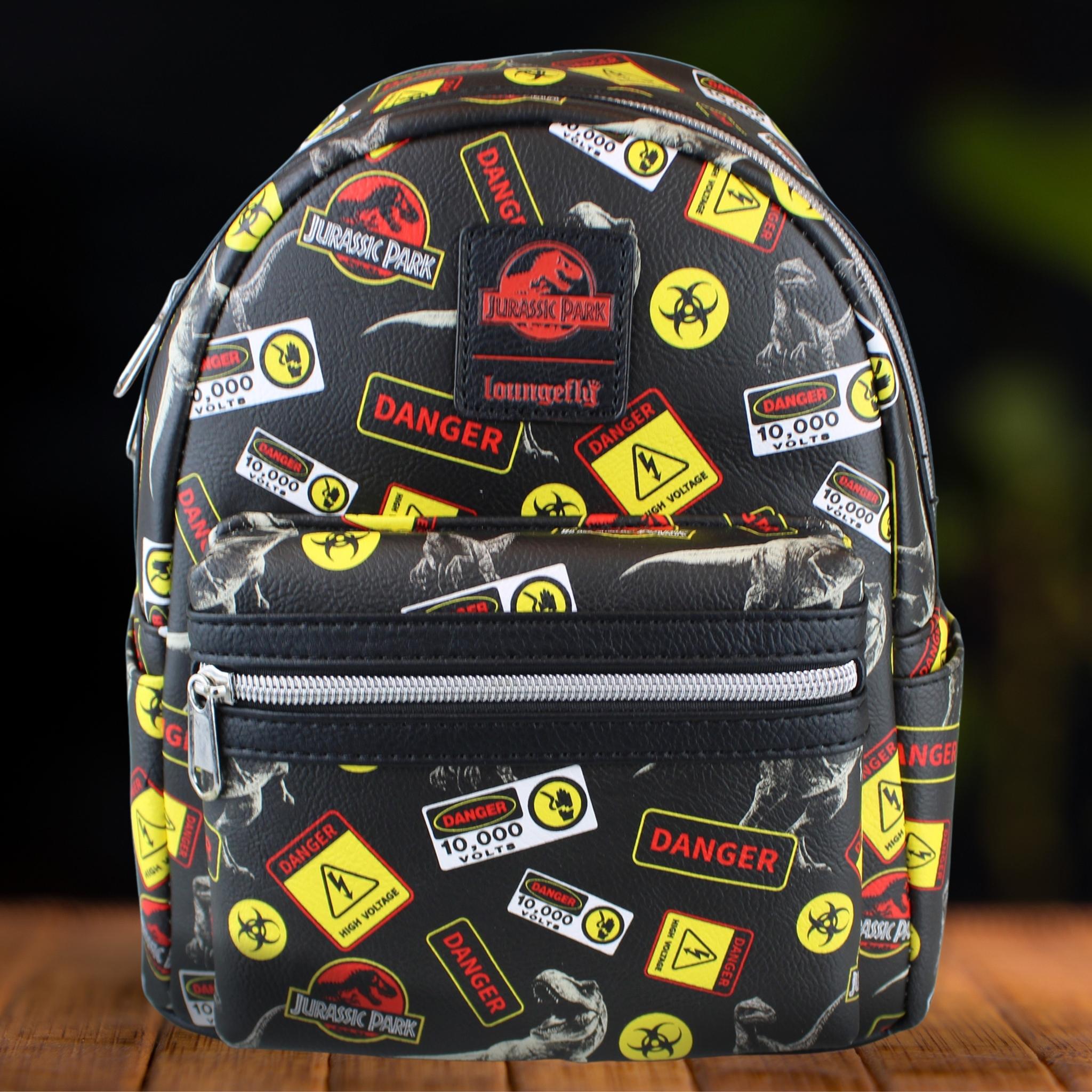 *CLEARANCE* Jurassic Park Warning Signs Mini Backpack by LoungeFly