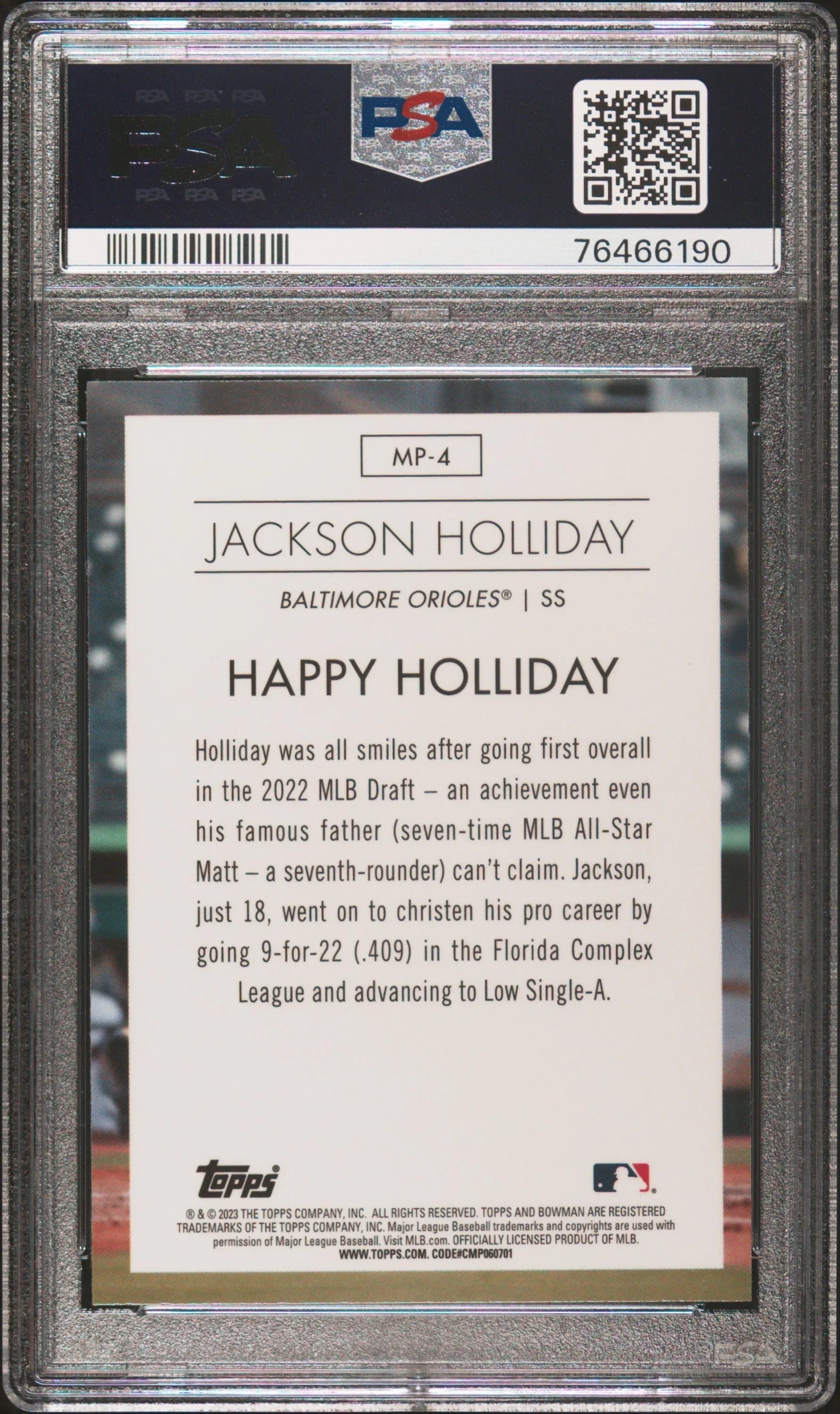 Graded 2023 Topps Bowman Jackson Holliday #MP4 Modern Prospects Rookie RC Baseball Card PSA 10 Gem Mint