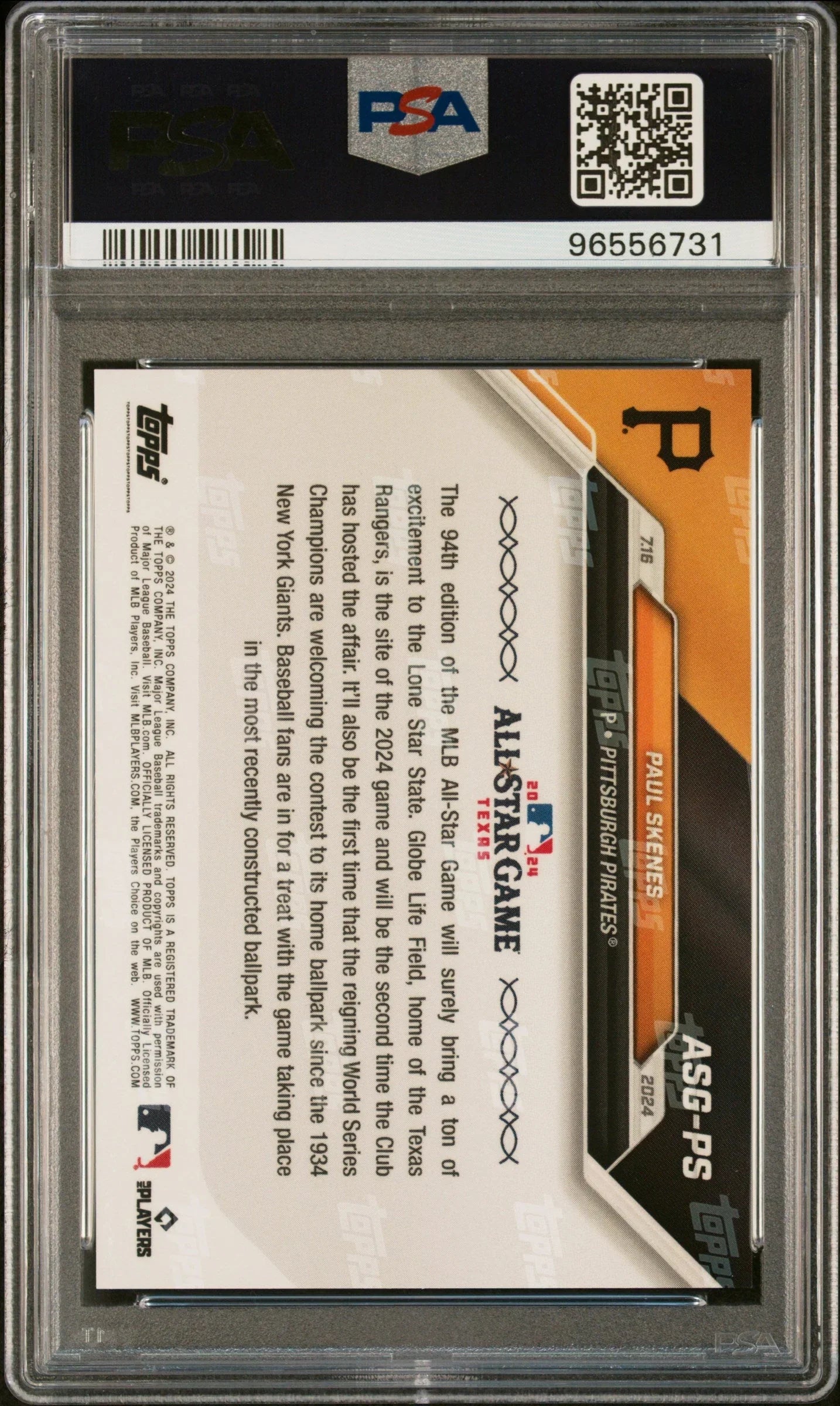Graded 2024 Topps Now Paul Skenes #ASGPS MLB All Star Game Rookie RC Baseball Card PSA 10 Gem Mint