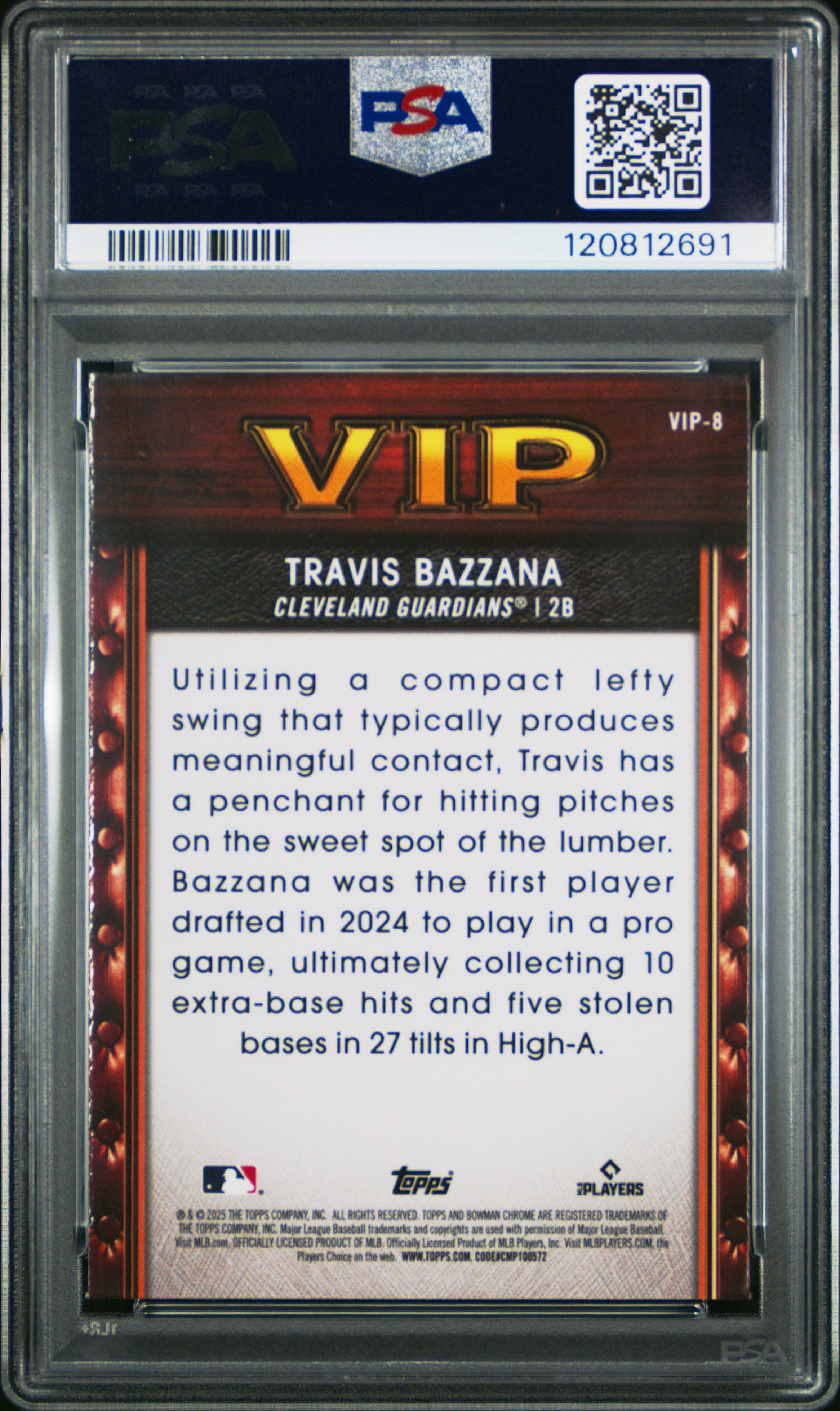Graded 2025 Topps Bowman Travis Bazzana #VIP8 Very Important Prospects Rookie RC Baseball Card PSA 10 Gem Mint