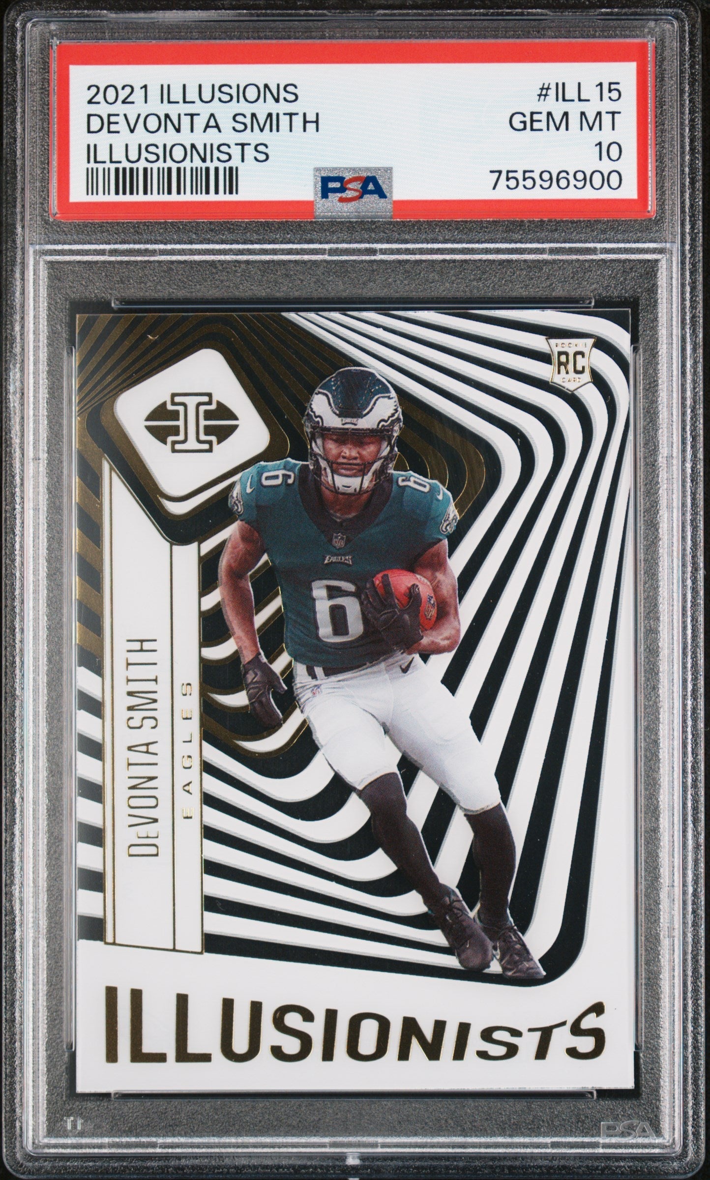 Graded 2021 Panini Illusions DeVonta Smith #ILL15 Illusionists Rookie RC Football Card PSA 10 Gem Mint