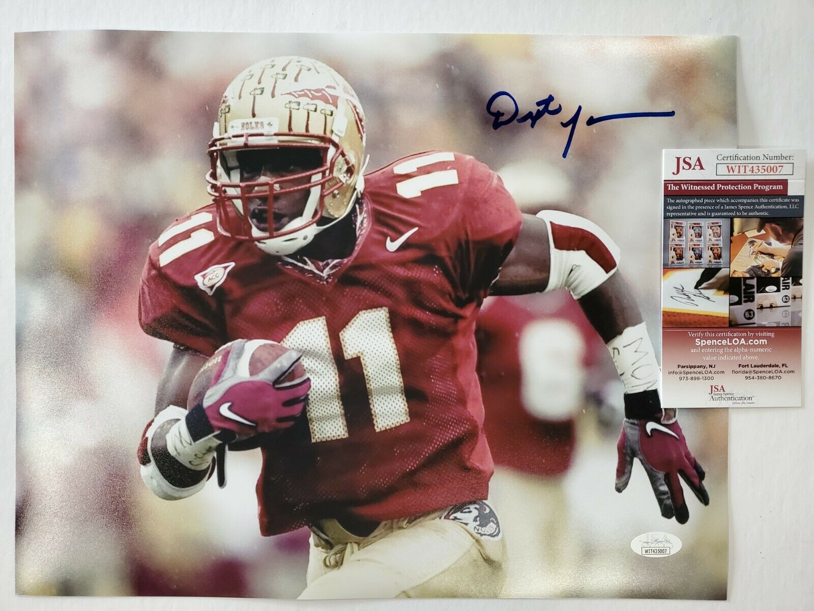 FLORIDA STATE SEMINOLES DEXTER JACKSON AUTOGRAPHED SIGNED 11x14 PHOTO JSA COA