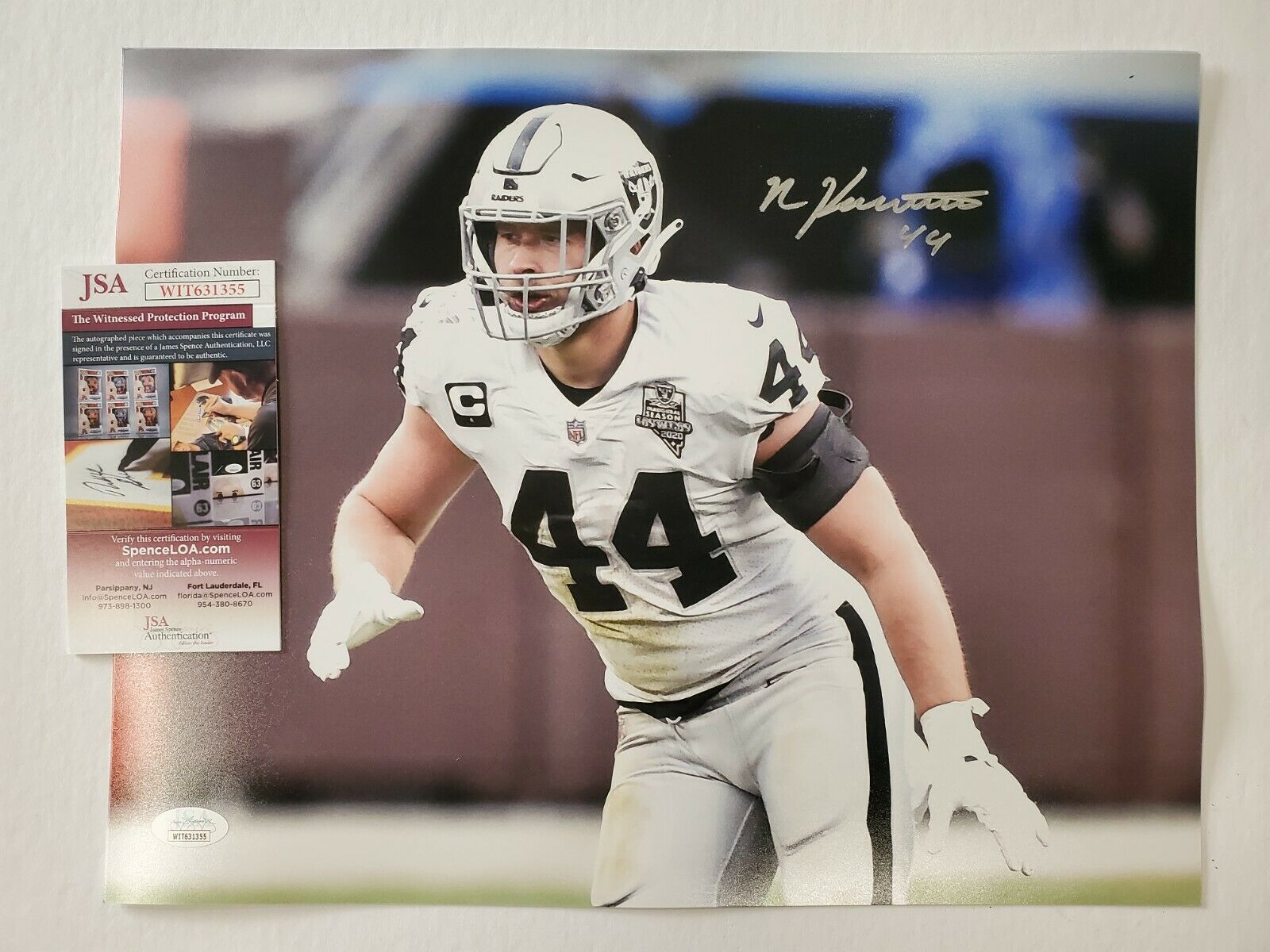 OAKLAND RAIDERS NICK KWIATKOSKI AUTOGRAPHED 11x14 PHOTO JSA COA