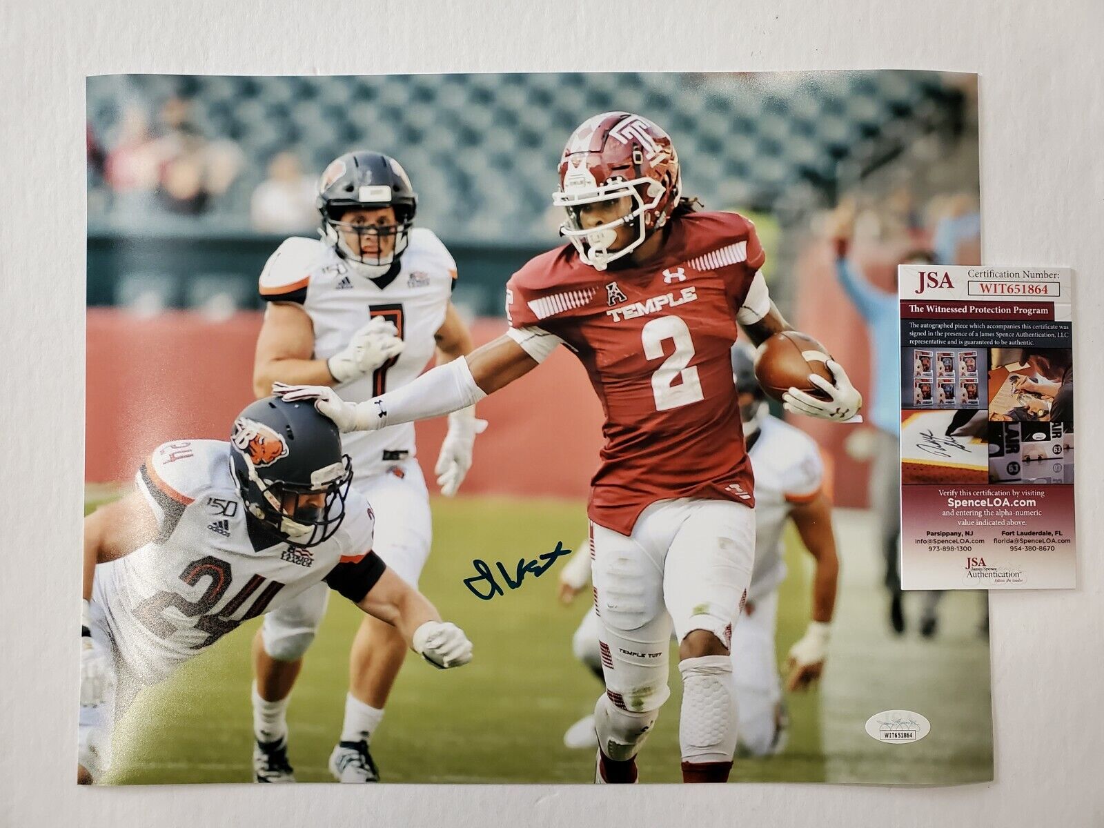 Temple Owls Isaiah Wright Autographed Signed 11X14 Photo Jsa Coa