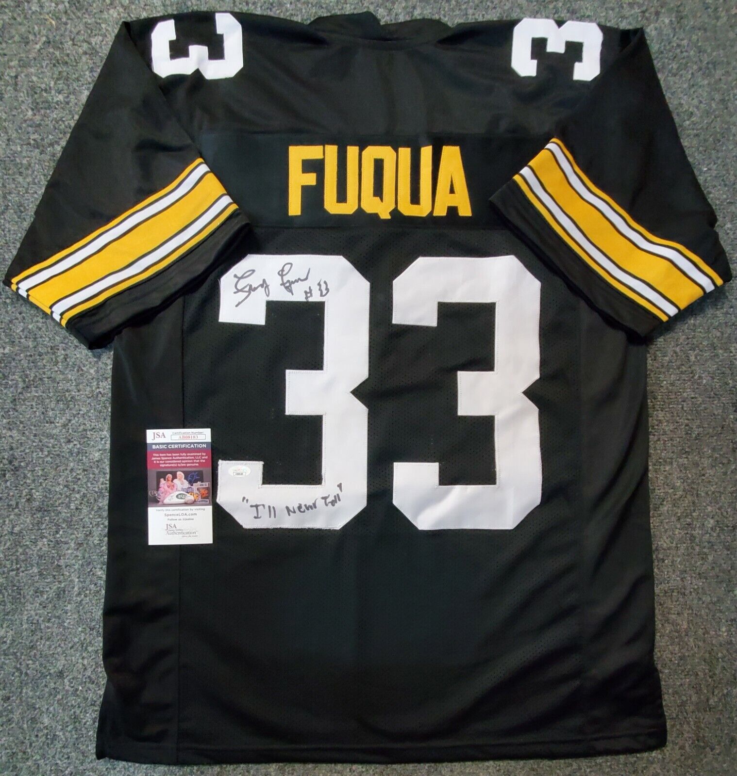 Pittsburgh Steelers John "Frenchy" Fuqua Autographed Signed Insc Jersey Jsa Coa