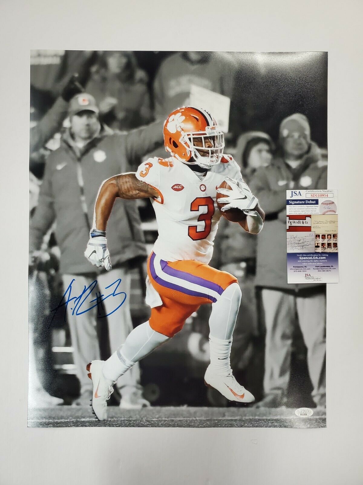 Clemson Tigers Amari Rodgers Autographed Signed 16X20 Photo Jsa  Coa